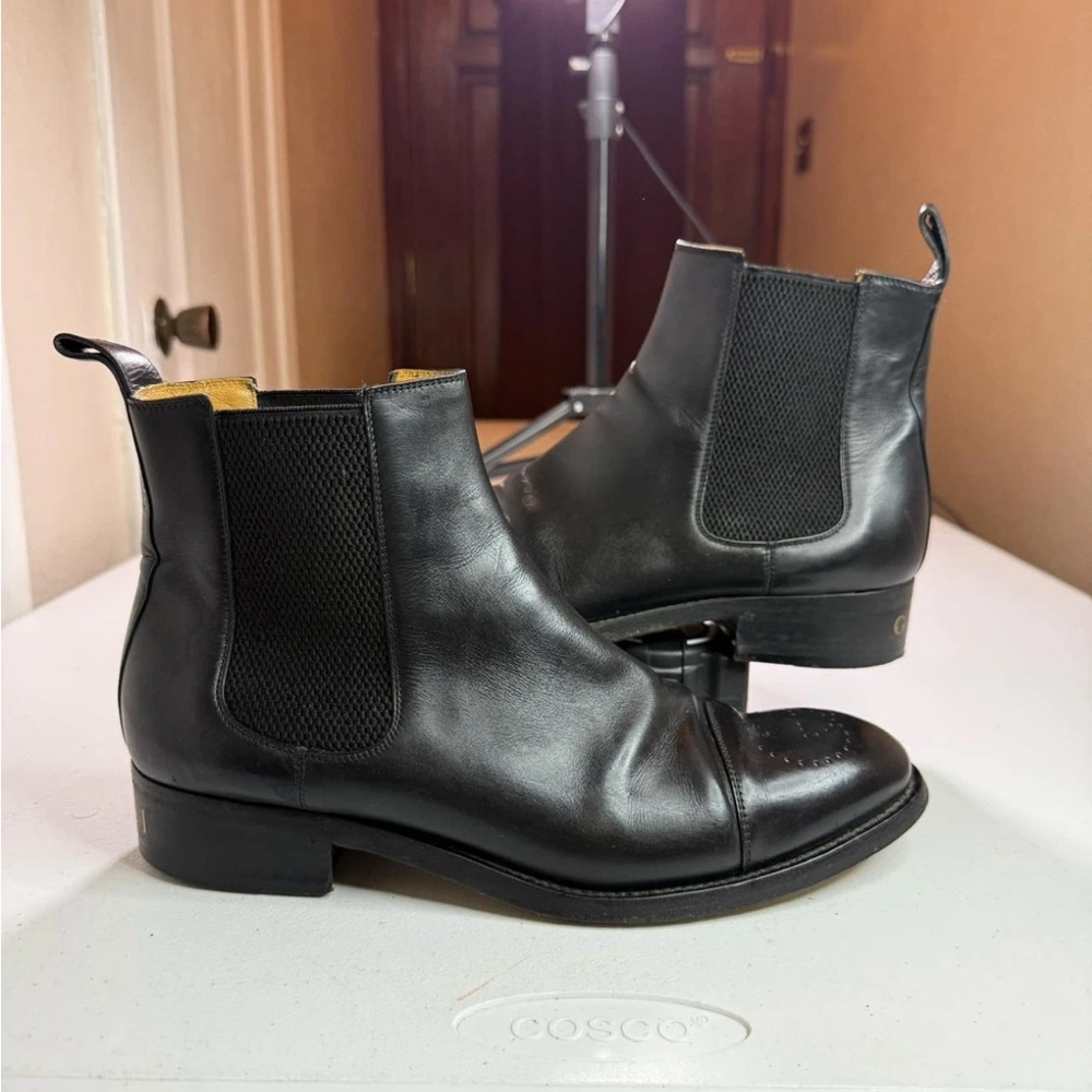 Black Leather Chelsea Boots